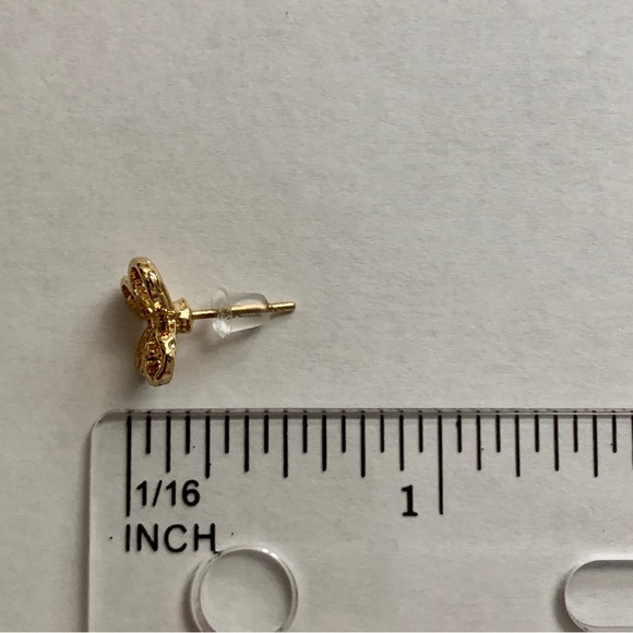 Gold Small Butterfly Stud Earrings - Picture 8 of 8